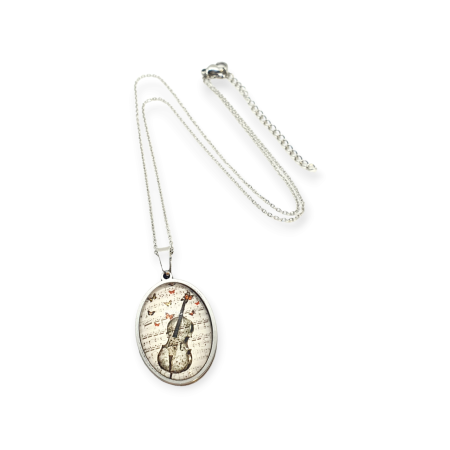 necklace steel silver violin2